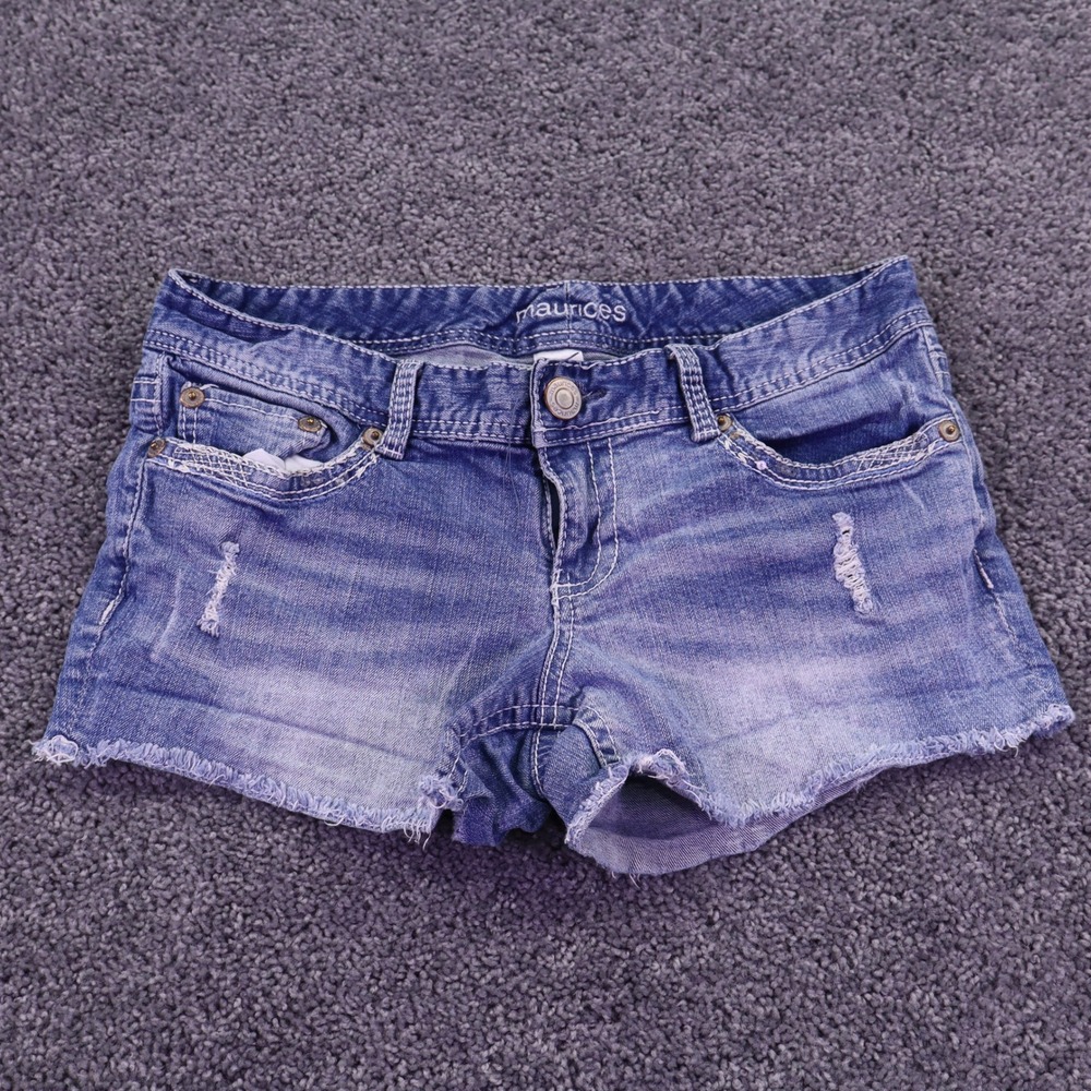 Maurices Jean Shorts Womens 9/10 Blue Distressed Cut Off Denim Flap Pocket